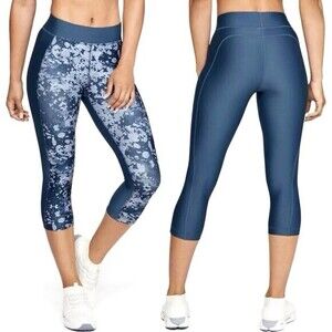 Under Armour Capri Leggings Womens M Green Athleisure Yoga Stretchy Gym Pull On